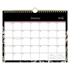 Blue Sky Neveah Monthly Wall Calendar, Floral Artwork, 11" x 8.75", White/Black/Pink Sheets, 12-Month (Jan to Dec): 2025 (139941)