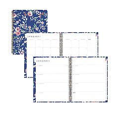 Blue Sky One Tree Planted Effie Weekly/Monthly Planner, Floral Artwork, 11" x 8.5", Blue/Peach/Green Cover, 12-Month (Jan-Dec): 2025 (138325)
