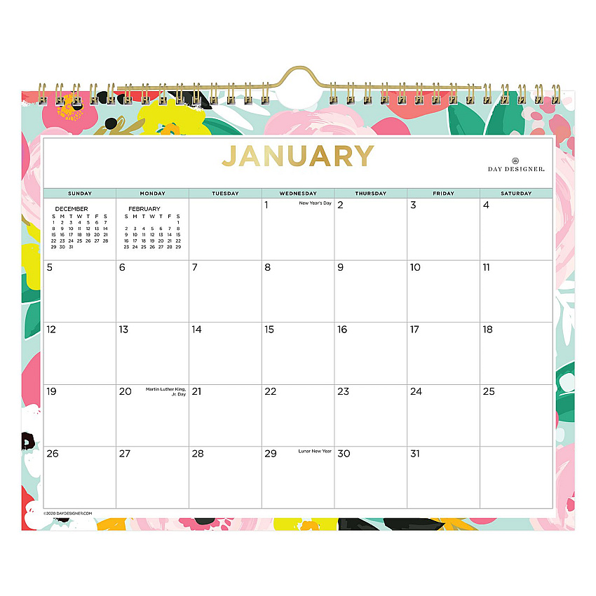 Blue Sky Day Designer Secret Garden Mint Monthly Wall Calendar, Floral Artwork, 11 x 8.75, Multicolor Sheets, 12-Month (Jan-Dec): 2025 (148632)