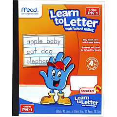 Mead Learn to Letter Writing Tablet with Raised Ruling, Primary Rule, Orange Cover, (40) 10 x 8 Sheets (48122)