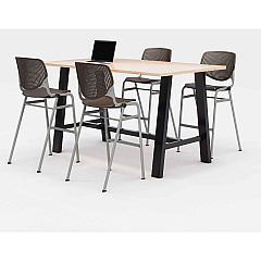 KFI Studios Midtown Bistro Dining Table with Four Brownstone Kool Barstools, 36 x 72 x 41, Kensington Maple (840031900807)