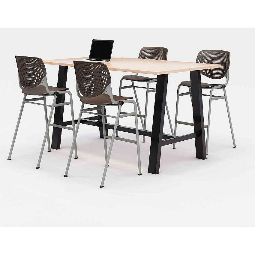 KFI Studios Midtown Bistro Dining Table with Four Brownstone Kool Barstools, 36 x 72 x 41, Kensington Maple (840031900807)
