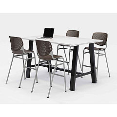KFI Studios Midtown Bistro Dining Table with Four Brownstone Kool Barstools, 36 x 72 x 41, Designer White (840031900616)