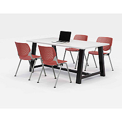 KFI Studios Midtown Dining Table with Four Coral Kool Series Chairs, 36 x 72 x 30, Designer White (840031900340)