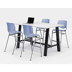 KFI Studios Midtown Bistro Dining Table with Four Periwinkle Kool Barstools, 36 x 72 x 41, Designer White (840031900623)