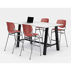 KFI Studios Midtown Bistro Dining Table with Four Coral Kool Barstools, 36 x 72 x 41, Designer White (840031900647)