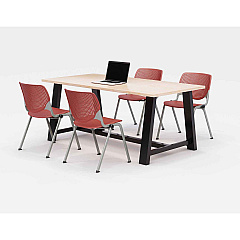 KFI Studios Midtown Dining Table with Four Coral Kool Series Chairs, 36 x 72 x 30, Kensington Maple (840031900531)