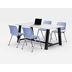 KFI Studios Midtown Dining Table with Four Periwinkle Kool Series Chairs, 36 x 72 x 30, Designer White (840031900326)
