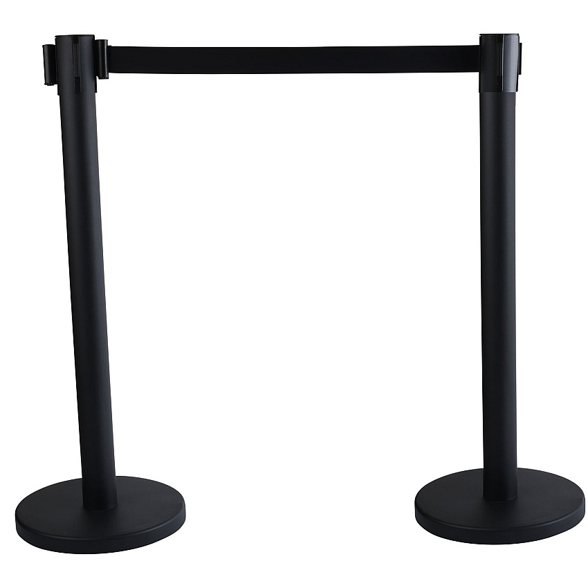 Tatco Economy Crowd Control, Assorted Materials, 14" x 35" x 9 ft 6", Black, 2/Carton (16600)