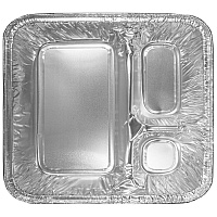 HFA Three-Compartment Oblong Food Container, 24 oz, 6.38 x 1.47 x 8, Silver, Aluminum, 500/Carton (204500)