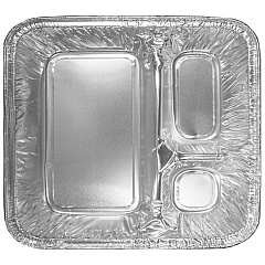 HFA Three-Compartment Oblong Food Container, 24 oz, 6.38 x 1.47 x 8, Silver, Aluminum, 500/Carton (204500)