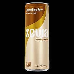 Zevia Zero Sugar Naturally Sweetened Soda, Creamy Root Beer, 12 oz Can, 12/Carton (0190512)