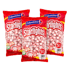 Colombina Peppermint Starlight Mints, 5 lb Bag, 3/Carton (60004061)