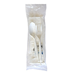Boardwalk Six-Piece Cutlery Kit, Fork/Knife/Teaspoon/Napkin/Pepper/Salt, White, 1,000/Carton (BWK6COMBOKITPP)