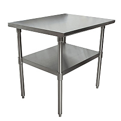 BK Resources Stainless Steel Flat Top Work Tables, 36w x 30d x 36h, Silver, 2/Pallet (2VT3630)