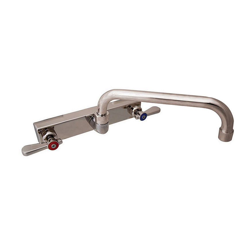 BK Resources Evolution Splash Mount Stainless Steel Faucet, 4.88" Height/10" Reach, Stainless Steel (EVO8SM10)