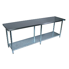 BK Resources Stainless Steel Flat Top Work Tables, 96w x 30d x 36h, Silver, 2/Pallet (2VT9630)