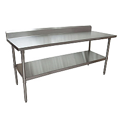BK Resources Stainless Steel 5" Riser Top Tables, 72w x 30d x 39.75h, Silver, 2/Pallet (2VTR57230)