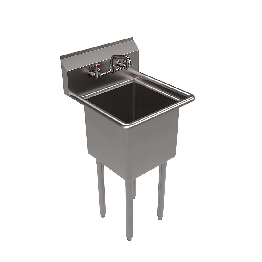 BK Resources Stainless Steel Sink and Faucet Bundle, Sink/Faucet/Faucet Mounting Kit/Drain, 15" L x 15" W x 14" D (BKS11514PG)