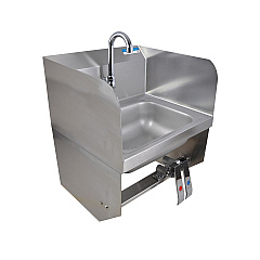 BK Resources Stainless Steel Hand Sink with Side Splashes, 14" l x 10" w x 5" d (HSW14101SBKP)