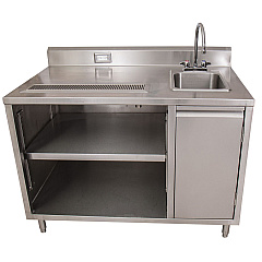 BK Resources Stainless Steel Beverage Table with Right Sink, Rectangular, 30" x 48" x 41.5", Silver Top, Silver Base/Legs (BEVT3048R)