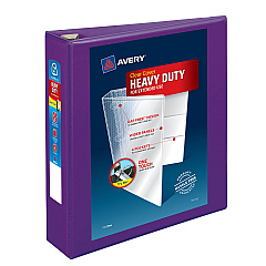 Avery Heavy-Duty View Binder with DuraHinge and One Touch EZD Rings, 3 Rings, 2" Capacity, 11 x 8.5, Purple, 6/Carton (79777CT)