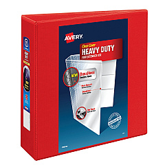 Avery Heavy-Duty View Binder with DuraHinge and Locking One Touch EZD Rings, 3 Rings, 3" Capacity, 11 x 8.5, Red, 4/Carton (79325CT)