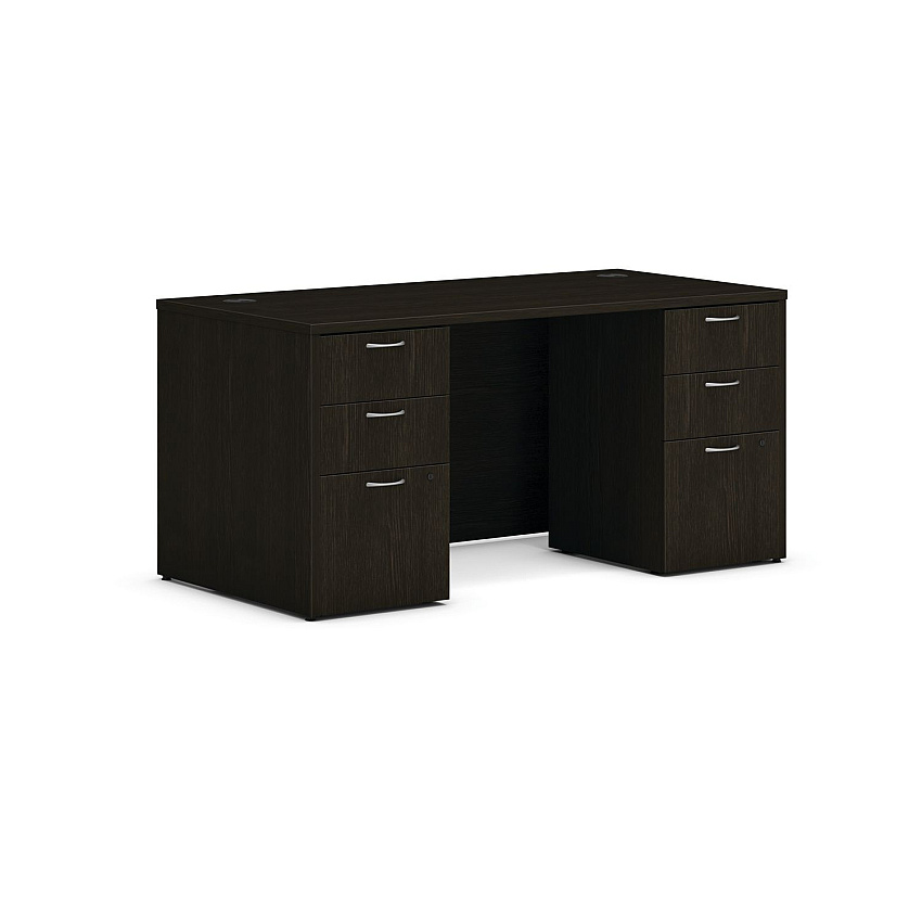 HON Mod Double Pedestal Desk Bundle, 60" x 30" x 29", Java Oak (LDS6030BBFJA)