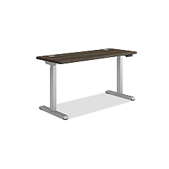 HON Coordinate Height Adjustable Desk Bundle 2-Stage, 58" x 22" x 27.75" to 47", Florence WalnutSilver (HAT2SFLS2258)