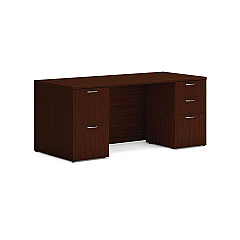 HON Mod Double Pedestal Desk Bundle, 66" x 30" x 29", Traditional Mahogany (LDS66PSTM1)