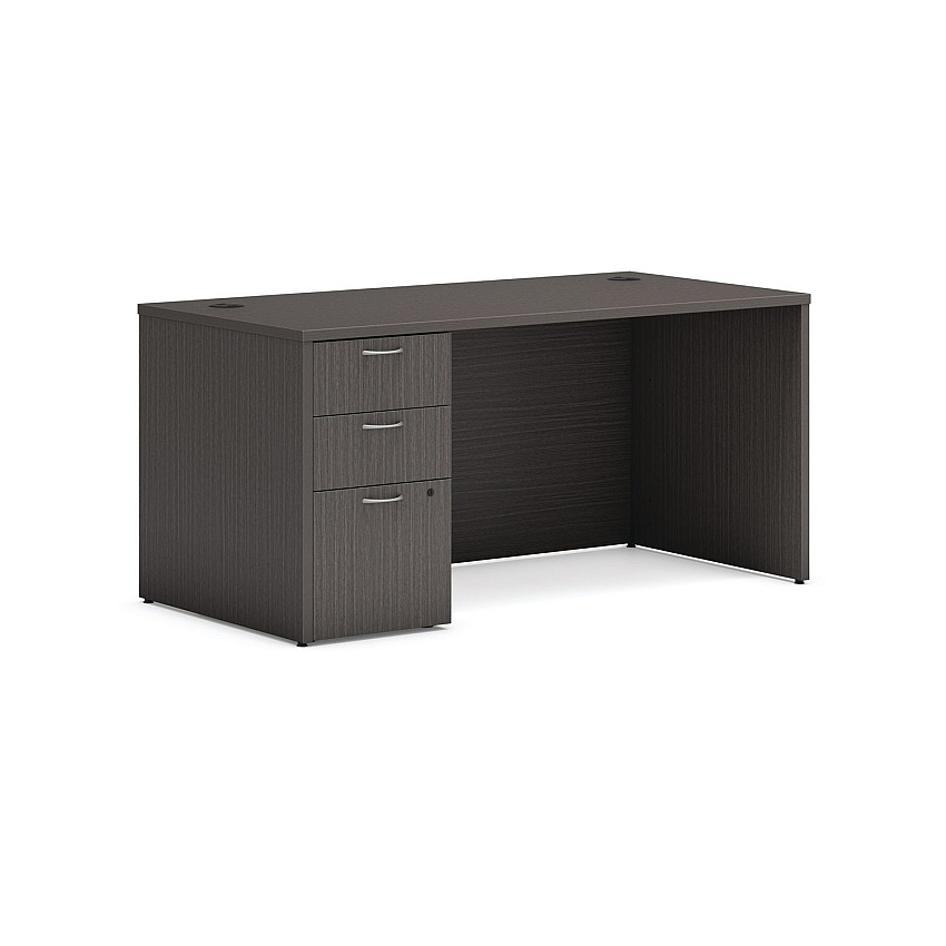 HON Mod Single Pedestal Desk Bundle, 60" x 30" x 29", Slate Teak (MOD012)