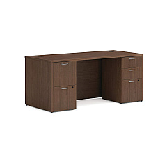 HON Mod Double Pedestal Desk Bundle, 66" x 30" x 29", Sepia Walnut (MOD003)