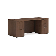 HON Mod Double Pedestal Desk Bundle, 72" x 30" x 29", Sepia Walnut (MOD008)