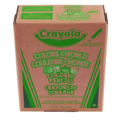 Crayola Colors of the World Colored Pencils Classpack Set, 24 Assorted Lead and Barrel Colors, 240/Pack (687505)