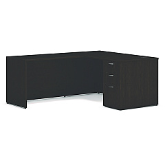HON Mod L-Station Single Pedestal Desk Bundle, 60" x 72" x 29", Java Oak (L6072L1BBFJA)