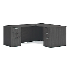 HON Mod L-Station Double Pedestal Desk Bundle, 60" x 72" x 29", Slate Teak (MOD187)