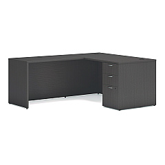HON Mod L-Station Single Pedestal Desk Bundle, 60" x 72" x 29", Slate Teak (MOD192)