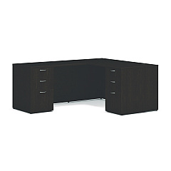 HON Mod L-Station Double Pedestal Desk Bundle, 60" x 72" x 29", Java Oak (L6072L2BBFJA)