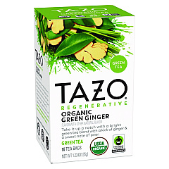 Tazo Tea Bags, Organic Green Ginger, 16/Box, 6 Boxes/Carton (00356)