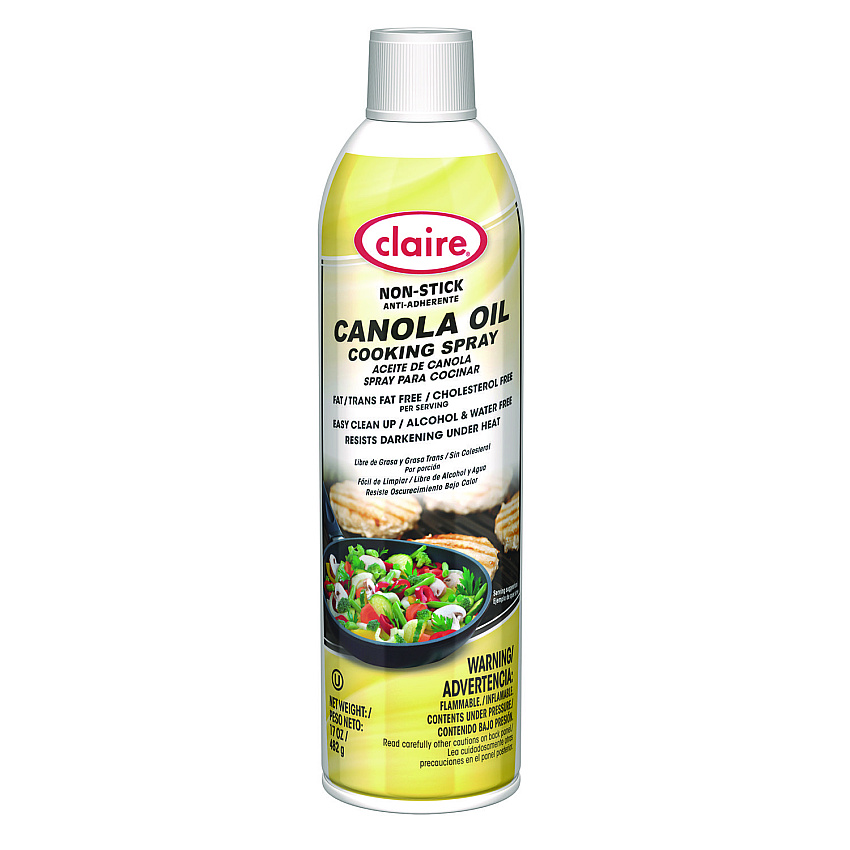 Claire Canola Oil Cooking Spray, 17 oz Aerosol Spray Can, 6/Carton (8276)