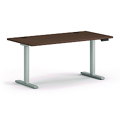 HON Mod Height Adjustable Desk Bundle, 60" x 30" x 27.5" to 47.75", Sepia Walnut/Silver (MOD053)