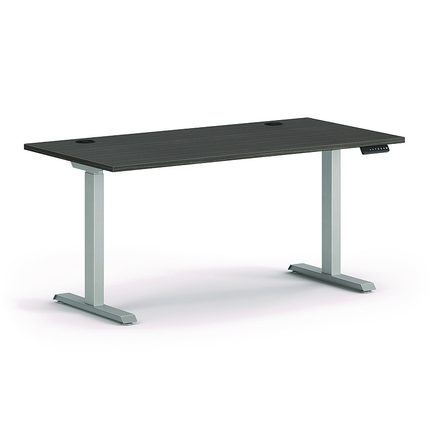 HON Mod Height Adjustable Desk Bundle, 60" x 30" x 27.5" to 46.75", Slate Teak/Silver (MOD052)
