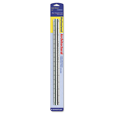 Staedtler Triangular Scale for Architects, Color-Coded Grooves, 12" Long, Plastic, White, Blister Pack (9871831BK)