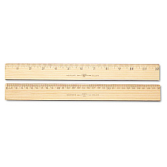 Westcott Wood Ruler, Metric and 1/16" Scale with Single Metal Edge, 12"/30 cm Long (10375)