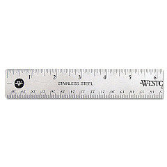 Westcott Stainless Steel Office Ruler With Non Slip Cork Base, Standard/Metric, 12" Long (10415)