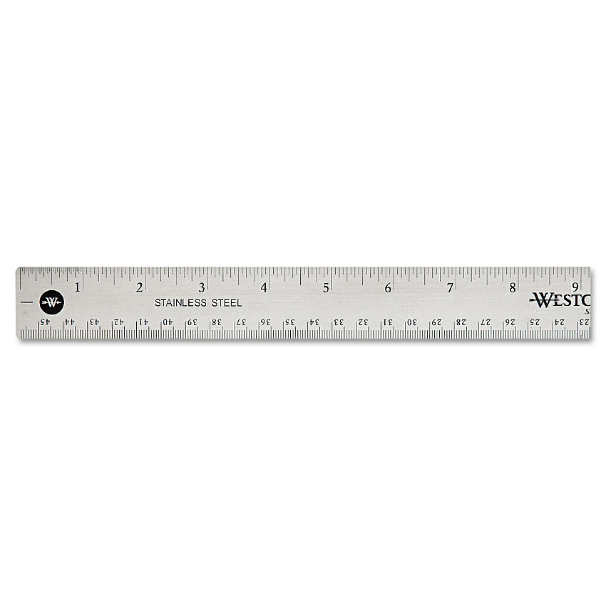 Westcott Stainless Steel Office Ruler With Non Slip Cork Base, Standard/Metric, 18" Long (10417)