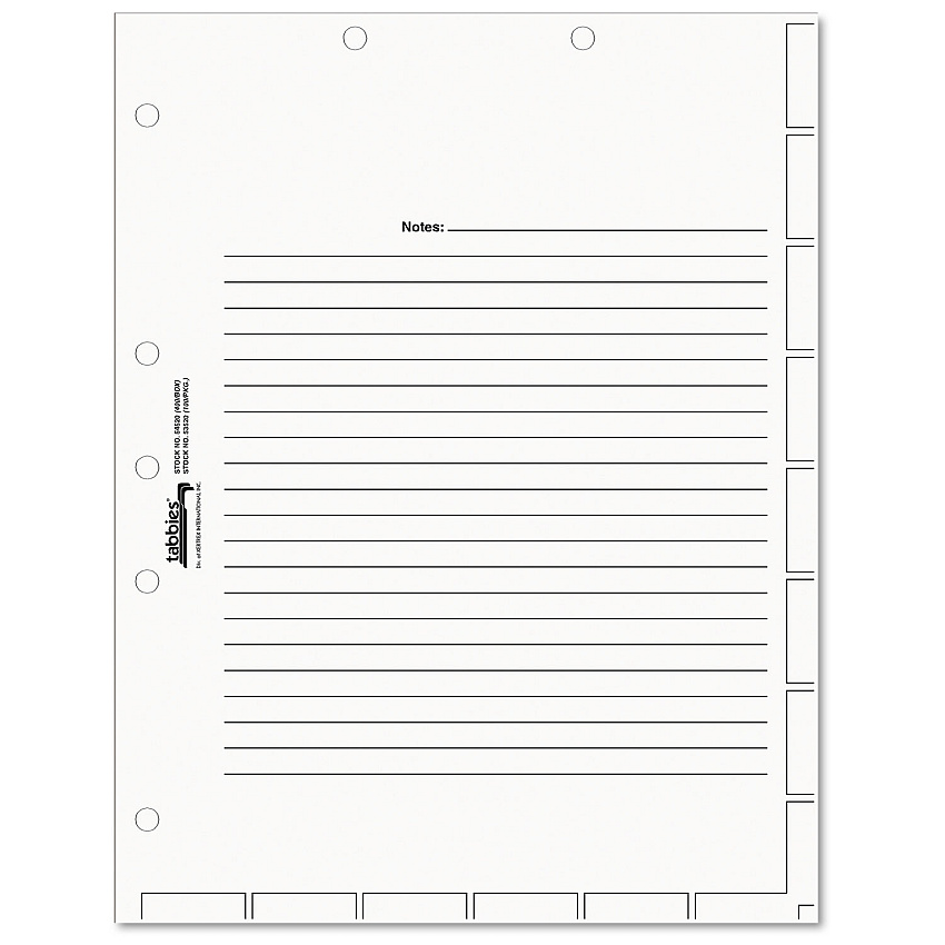 Tabbies Medical Chart Index Divider Sheets, 11 x 8.5, White, 400/Box (54520)