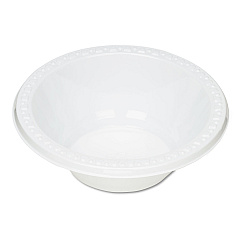 Tablemate Plastic Dinnerware, Bowls, 12 oz, White, 125/Pack (12244WH)