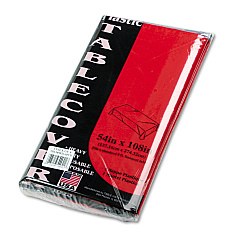 Tablemate Table Set Rectangular Table Cover, Heavyweight Plastic, 54" x 108", Red, 6/Pack (549RD)