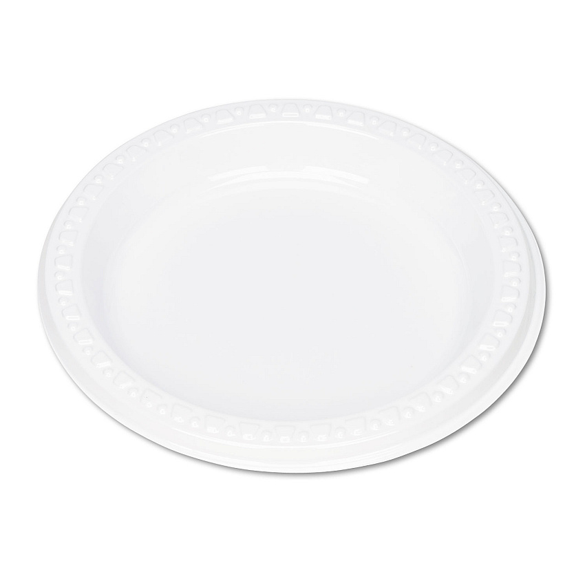 Tablemate Plastic Dinnerware, Plates, 6" dia, White, 125/Pack (6644WH)